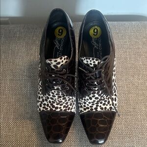 Donald J. Pliner Brown and White Ankle Boots